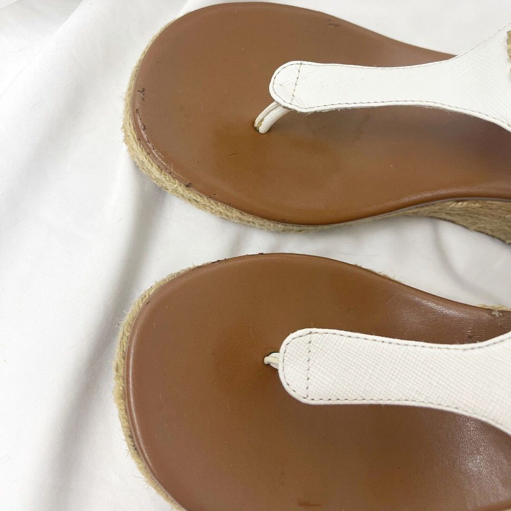 Michael kors Laney thong White t-strap wedges Gold details 7m SG21B Made in Vi - Picture 6 of 9